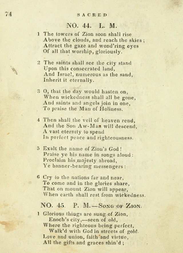 A Collection of Sacred Hymns for the use of the Latter-Day Saints page 74