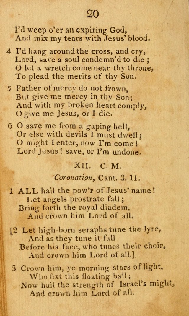 A Choice Selection of Hymns and Spiritual Songs: designed for the use of  the pious page 20