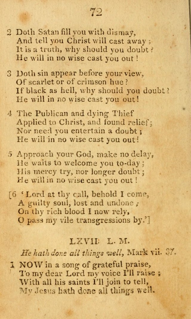 A Choice Selection of Hymns and Spiritual Songs: designed for the use of  the pious page 74