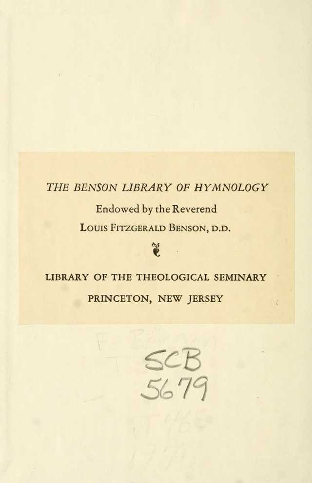 A Choice Selection of Hymns and Spiritual Songs for the use of the Baptist Church and all lovers of song page 1