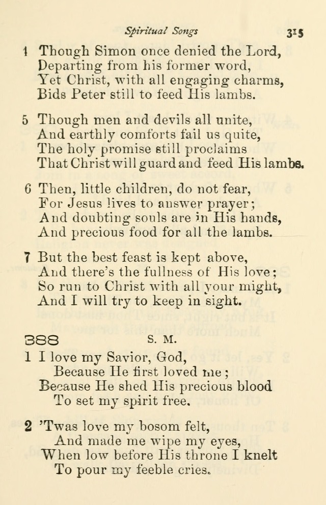 A Choice Selection of Hymns and Spiritual Songs for the use of the Baptist Church and all lovers of song page 318