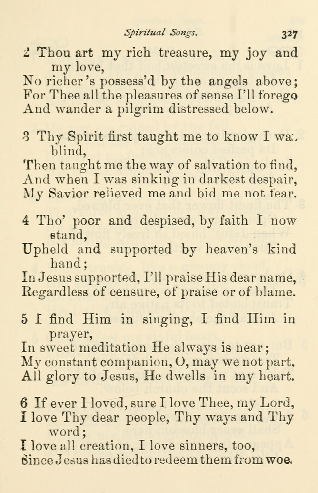 A Choice Selection of Hymns and Spiritual Songs for the use of the Baptist Church and all lovers of song page 330