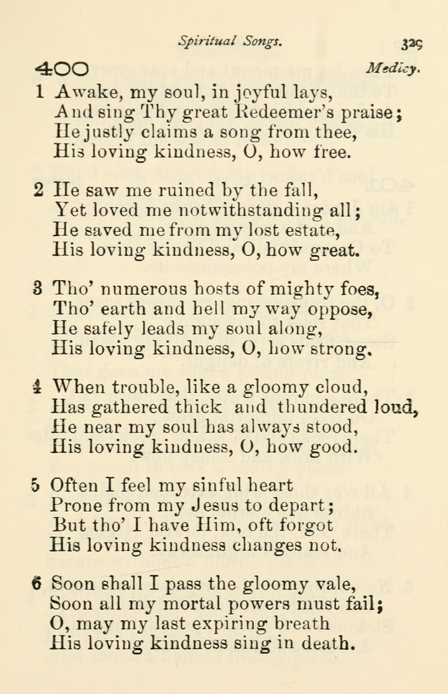 A Choice Selection of Hymns and Spiritual Songs for the use of the Baptist Church and all lovers of song page 332