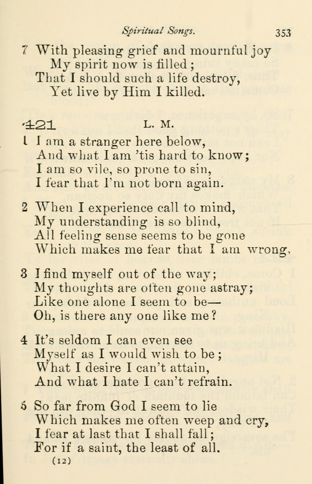 A Choice Selection of Hymns and Spiritual Songs for the use of the Baptist Church and all lovers of song page 356