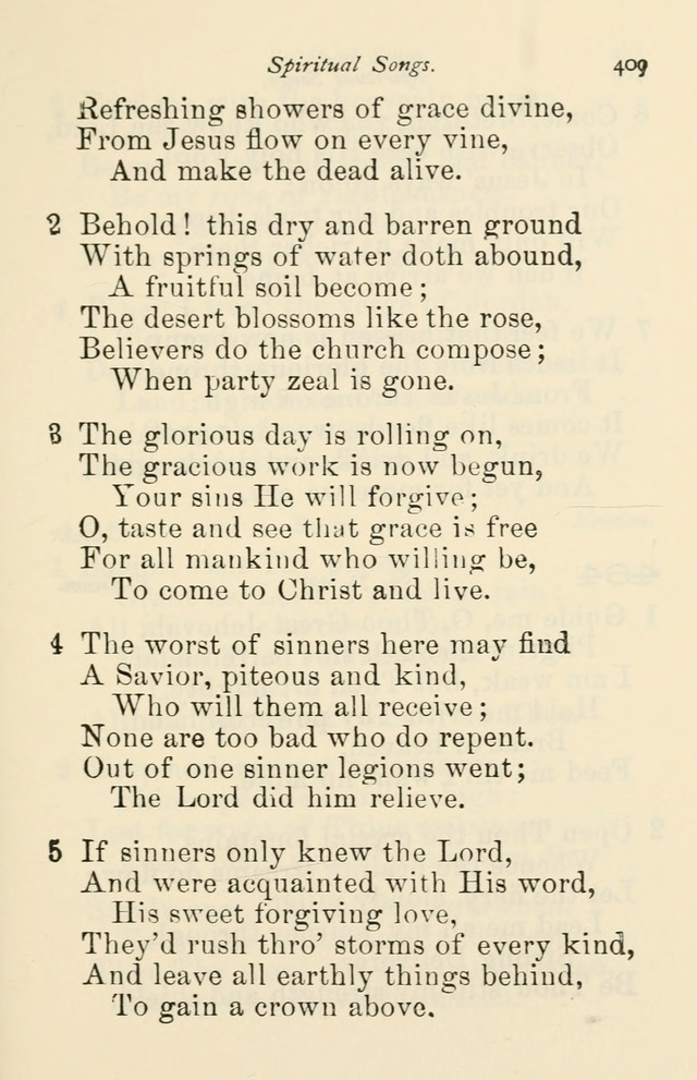 A Choice Selection of Hymns and Spiritual Songs for the use of the Baptist Church and all lovers of song page 412