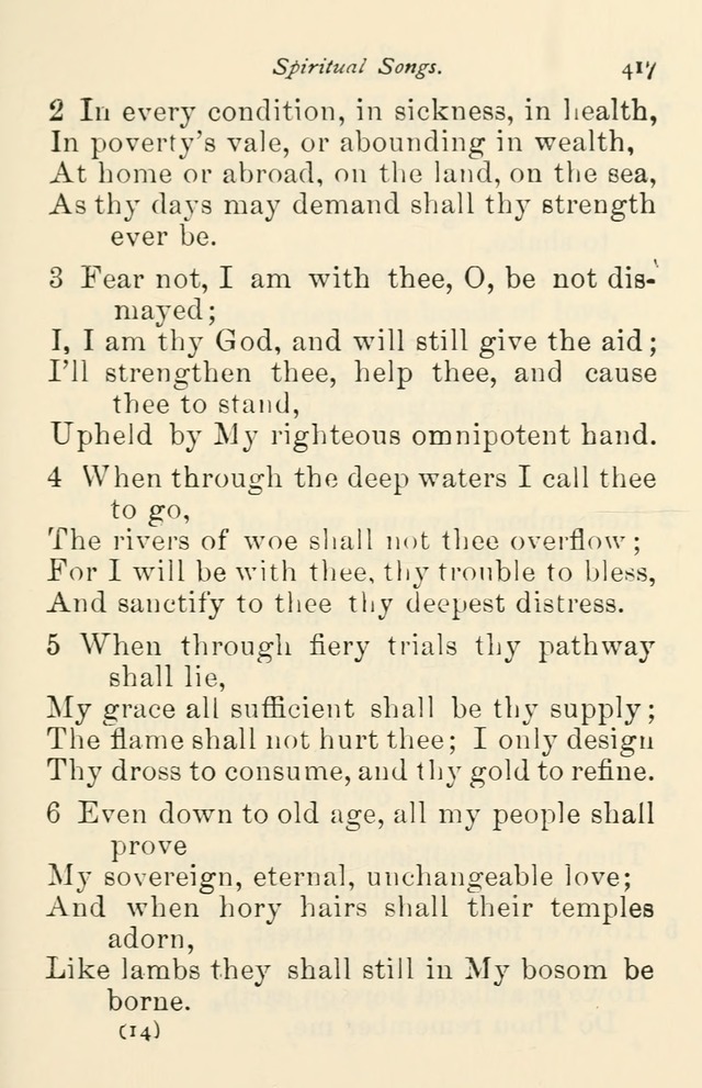 A Choice Selection of Hymns and Spiritual Songs for the use of the Baptist Church and all lovers of song page 420