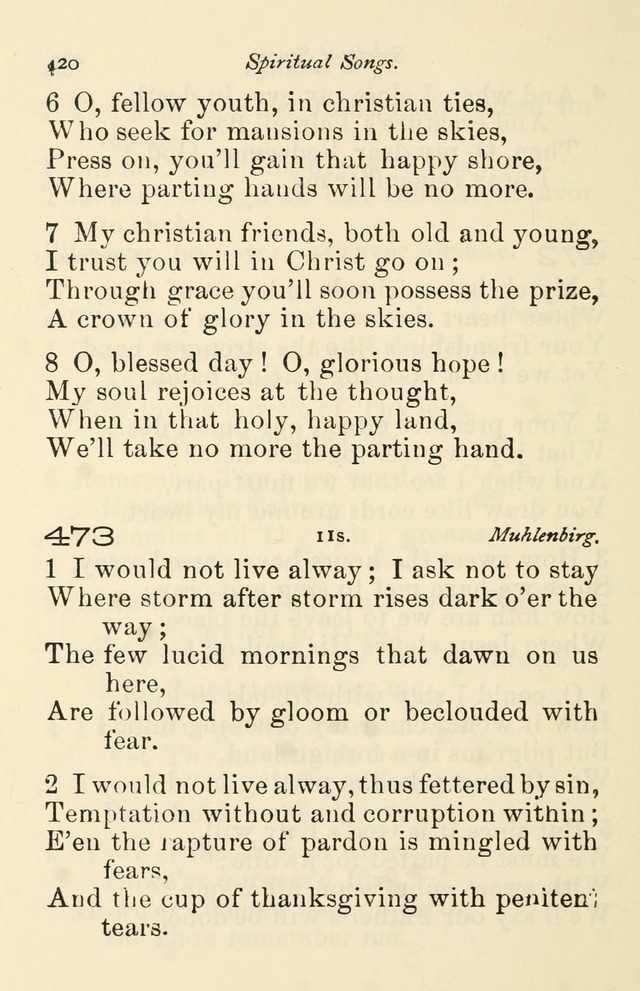 A Choice Selection of Hymns and Spiritual Songs for the use of the Baptist Church and all lovers of song page 423