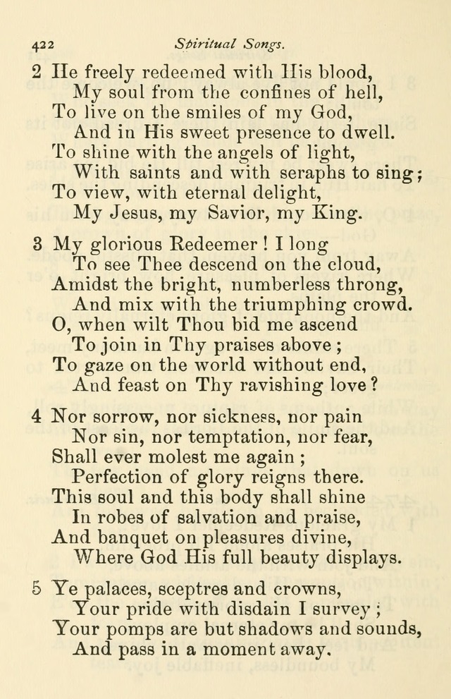 A Choice Selection of Hymns and Spiritual Songs for the use of the Baptist Church and all lovers of song page 425