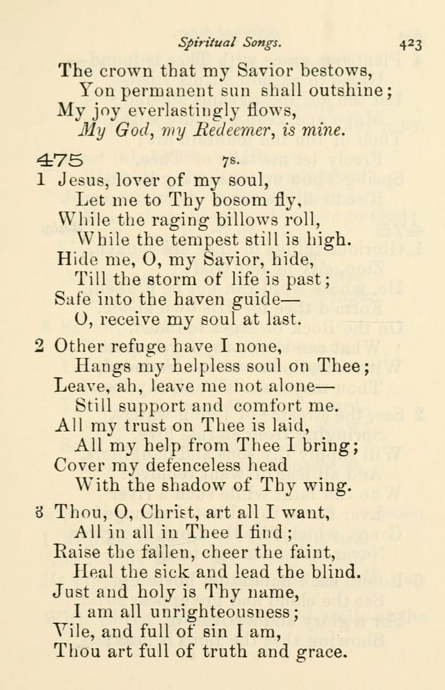 A Choice Selection of Hymns and Spiritual Songs for the use of the Baptist Church and all lovers of song page 426