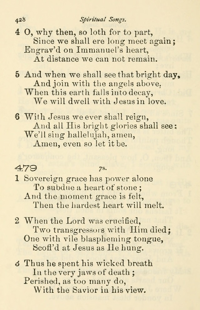 A Choice Selection of Hymns and Spiritual Songs for the use of the Baptist Church and all lovers of song page 431