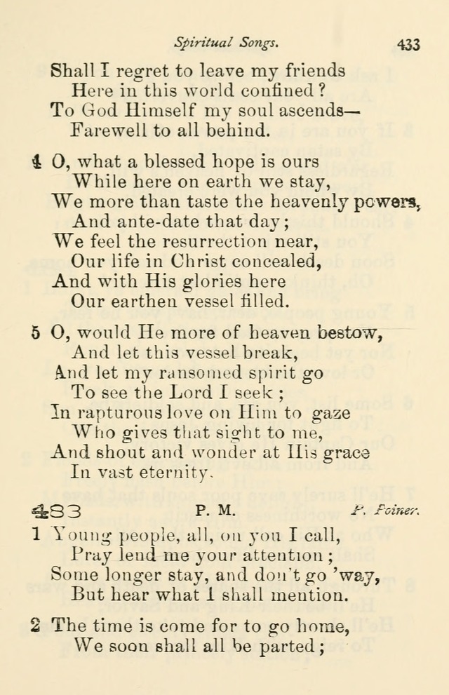 A Choice Selection of Hymns and Spiritual Songs for the use of the Baptist Church and all lovers of song page 436