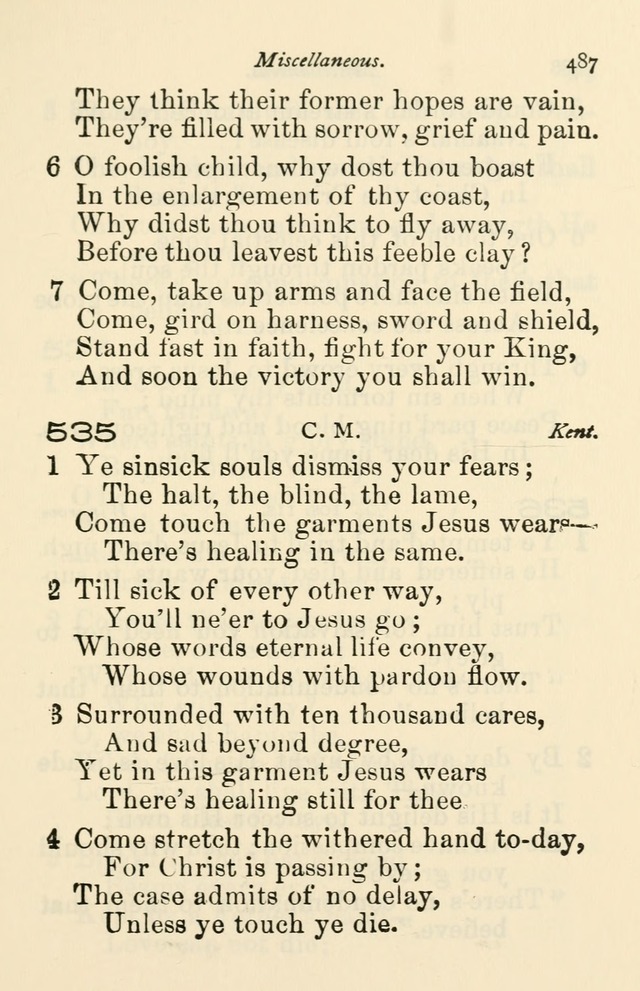 A Choice Selection of Hymns and Spiritual Songs for the use of the Baptist Church and all lovers of song page 490