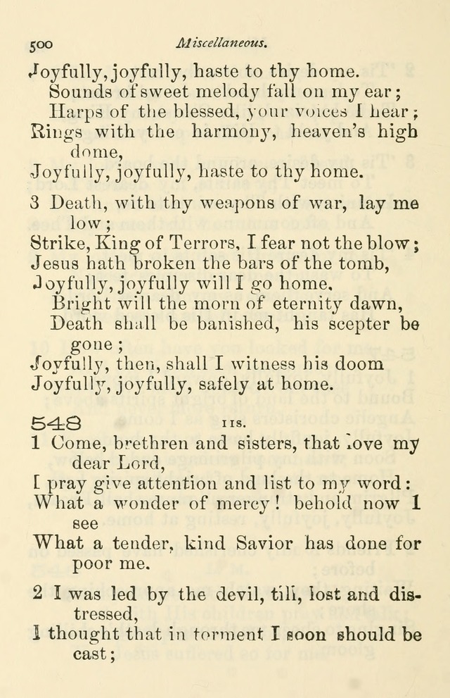 A Choice Selection of Hymns and Spiritual Songs for the use of the Baptist Church and all lovers of song page 503