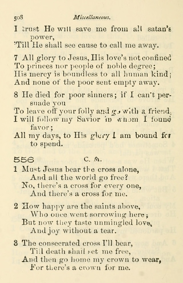 A Choice Selection of Hymns and Spiritual Songs for the use of the Baptist Church and all lovers of song page 511