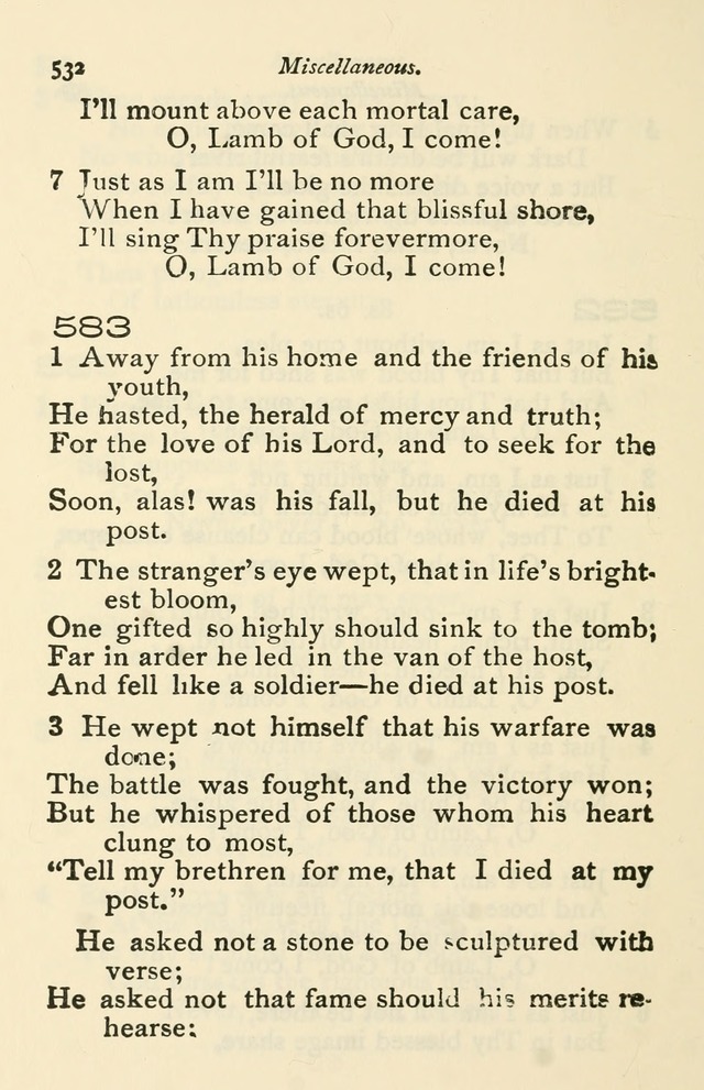 A Choice Selection of Hymns and Spiritual Songs for the use of the Baptist Church and all lovers of song page 535