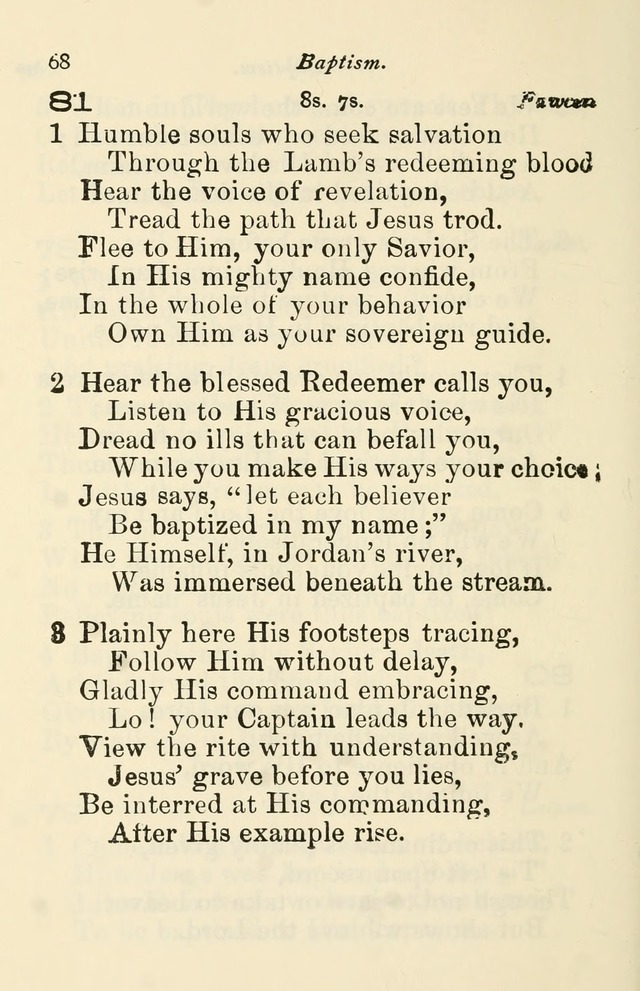 A Choice Selection of Hymns and Spiritual Songs for the use of the Baptist Church and all lovers of song page 71