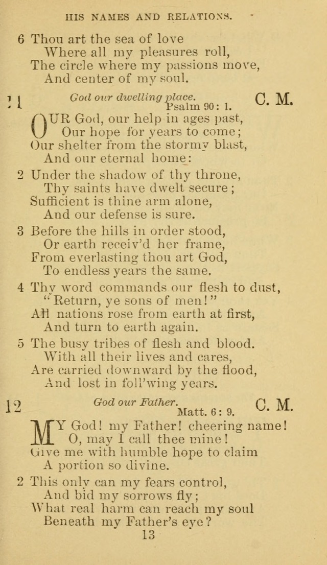 A Collection of Spiritual Hymns: adapted to the Various Kinds of Christian Worship, and especially designed for the use of the Brethren in Christ. 2nd ed. page 13