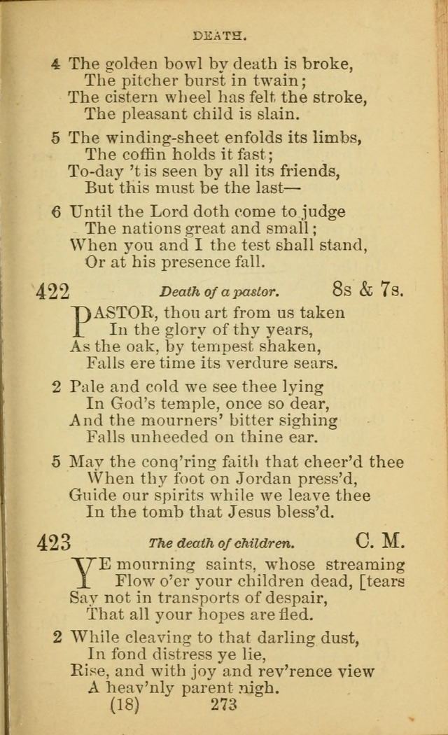 A Collection of Spiritual Hymns: adapted to the Various Kinds of Christian Worship, and especially designed for the use of the Brethren in Christ. 2nd ed. page 275