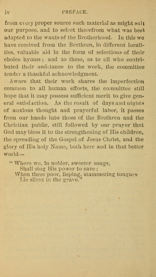 A Collection of Spiritual Hymns: adapted to the Various Kinds of Christian Worship, and especially designed for the use of the Brethren in Christ. 2nd ed. page 4