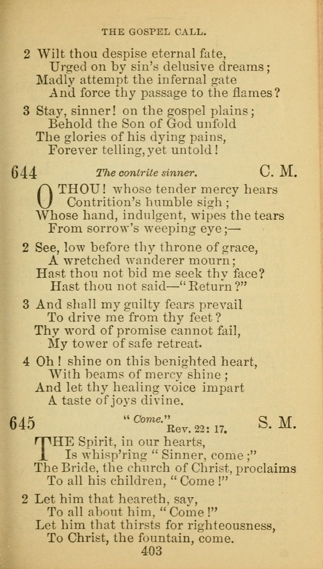 A Collection of Spiritual Hymns: adapted to the Various Kinds of Christian Worship, and especially designed for the use of the Brethren in Christ. 2nd ed. page 405