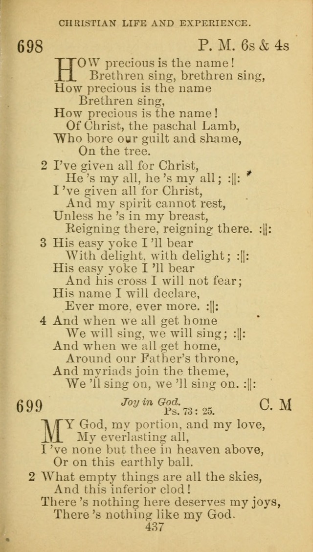 A Collection of Spiritual Hymns: adapted to the Various Kinds of Christian Worship, and especially designed for the use of the Brethren in Christ. 2nd ed. page 441