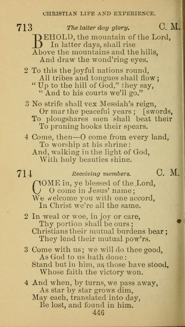 A Collection of Spiritual Hymns: adapted to the Various Kinds of Christian Worship, and especially designed for the use of the Brethren in Christ. 2nd ed. page 450