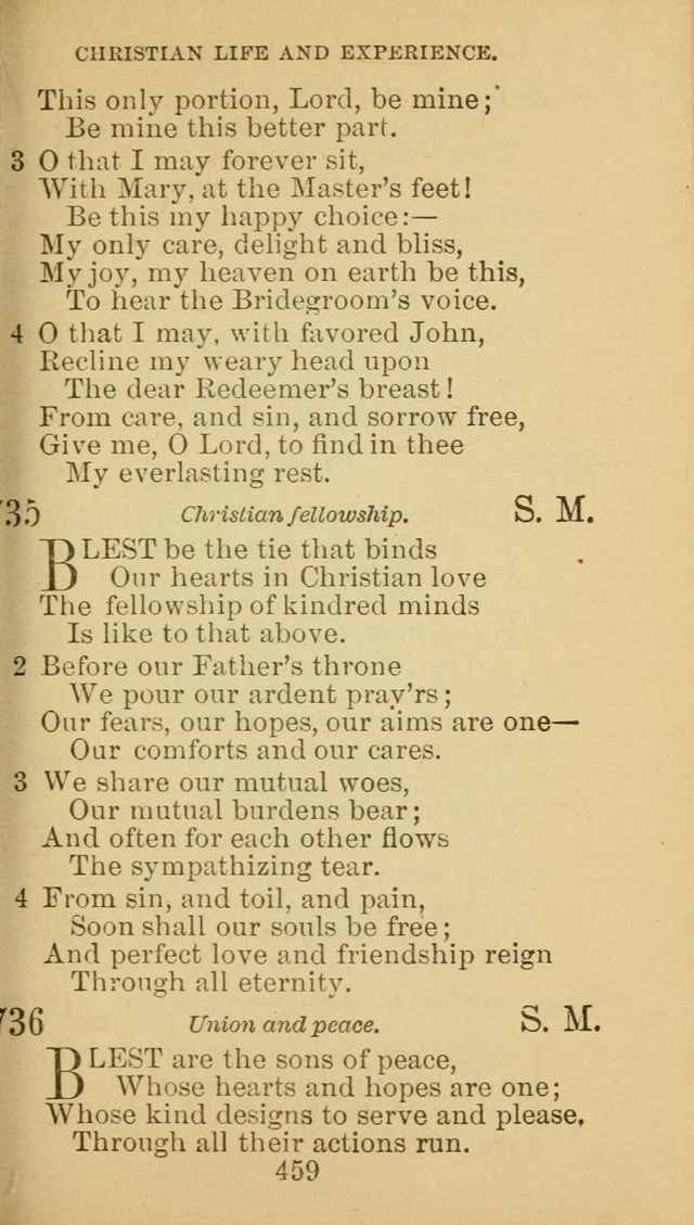 A Collection of Spiritual Hymns: adapted to the Various Kinds of Christian Worship, and especially designed for the use of the Brethren in Christ. 2nd ed. page 463