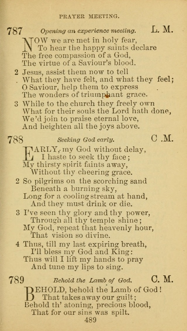 A Collection of Spiritual Hymns: adapted to the Various Kinds of Christian Worship, and especially designed for the use of the Brethren in Christ. 2nd ed. page 493