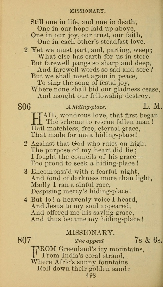 A Collection of Spiritual Hymns: adapted to the Various Kinds of Christian Worship, and especially designed for the use of the Brethren in Christ. 2nd ed. page 504