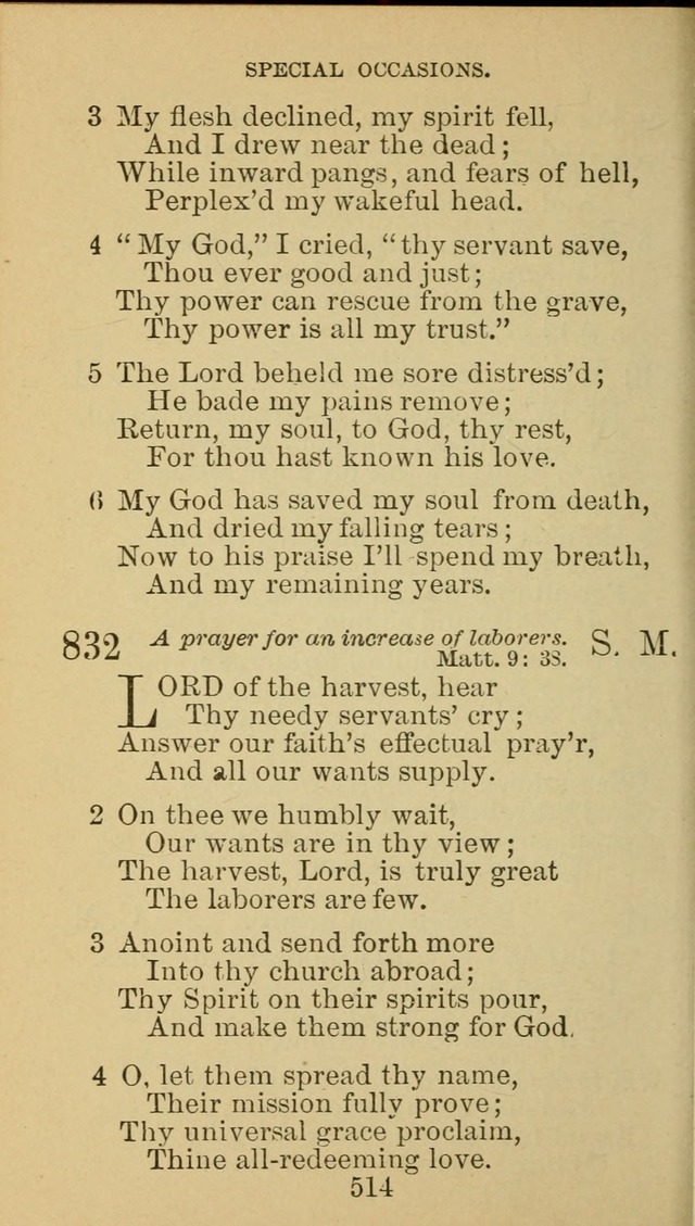 A Collection of Spiritual Hymns: adapted to the Various Kinds of Christian Worship, and especially designed for the use of the Brethren in Christ. 2nd ed. page 520