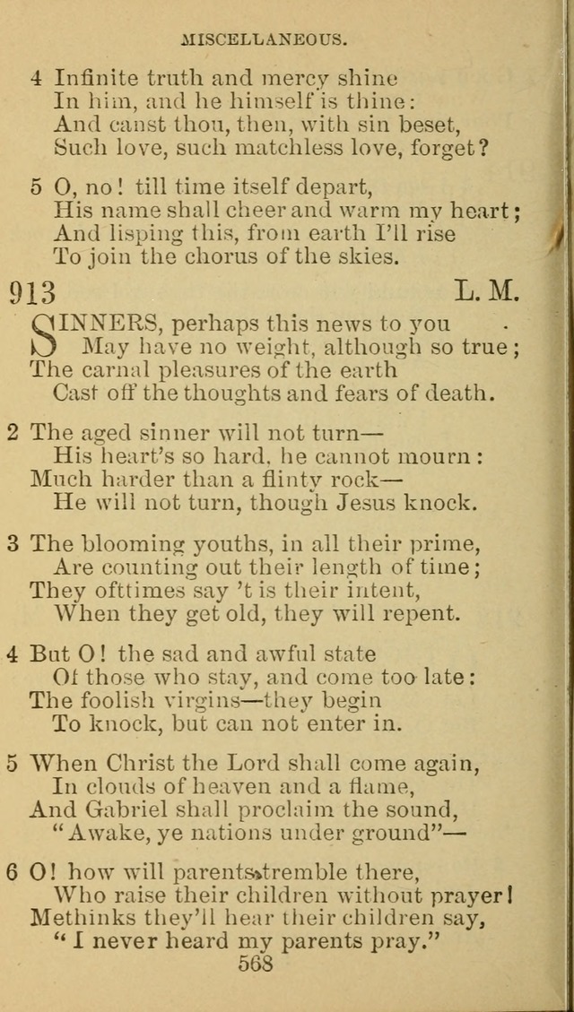 A Collection of Spiritual Hymns: adapted to the Various Kinds of Christian Worship, and especially designed for the use of the Brethren in Christ. 2nd ed. page 574