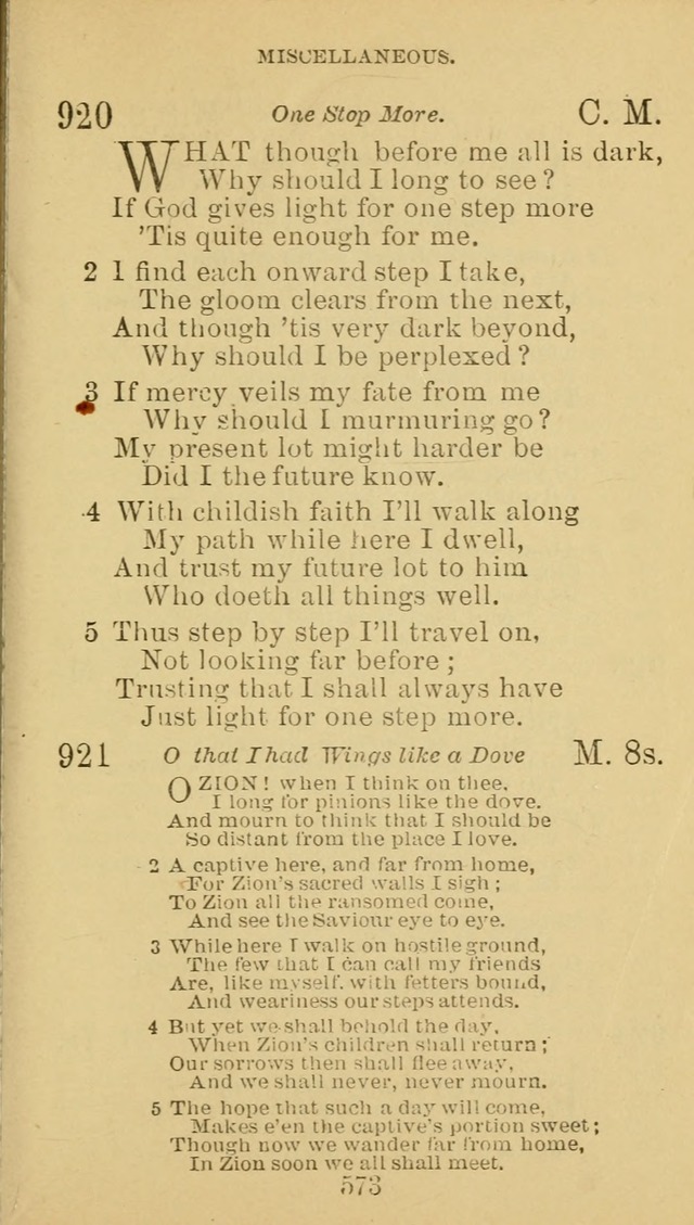 A Collection of Spiritual Hymns: adapted to the Various Kinds of Christian Worship, and especially designed for the use of the Brethren in Christ. 2nd ed. page 579