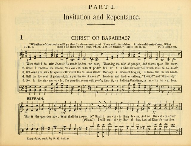 Christ in Song: for all religious services nearly one thousand best gospel hymns, new and old with responsive scripture readings (Rev. and Enl.) page 1