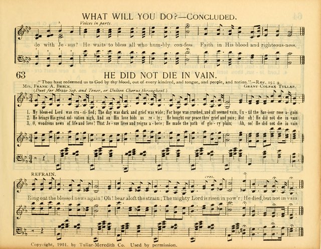 Christ in Song: for all religious services nearly one thousand best gospel hymns, new and old with responsive scripture readings (Rev. and Enl.) page 63