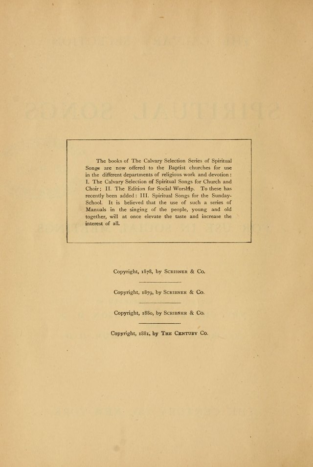 The Calvary Selection of Spiritual Songs: with music for use in social meetings. page viii