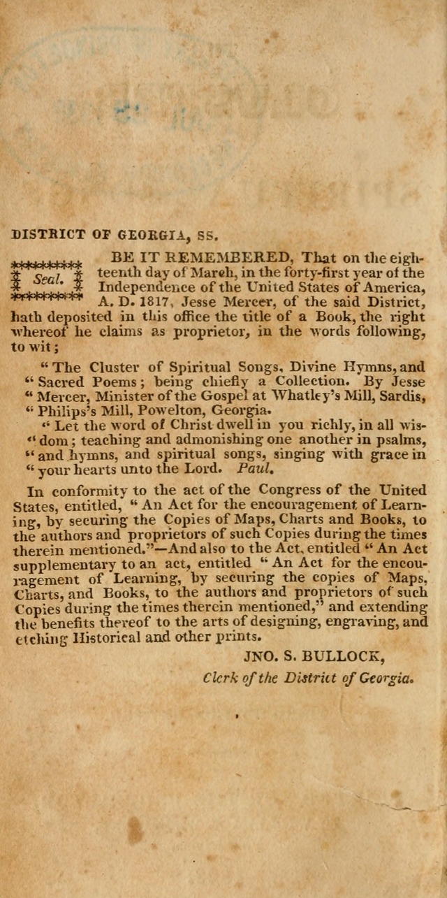 The Cluster of Spiritual Songs, Divine Hymns and Sacred Poems: being chiefly a collection (3rd ed. rev.) page 2