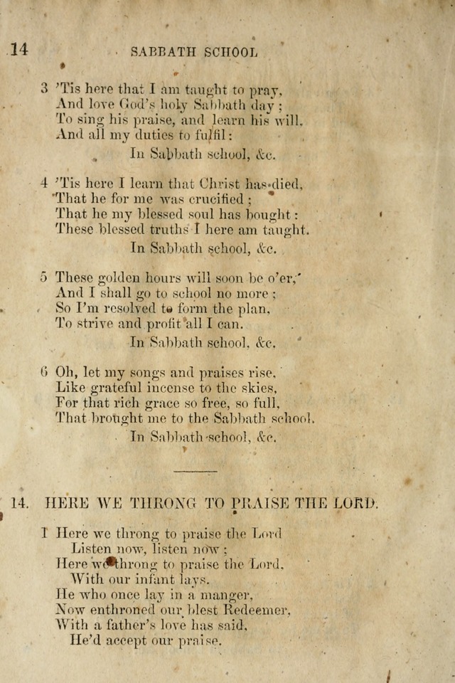 A Collection of Sabbath School Hymns: compiled by a Sabbath School Teacher page 14