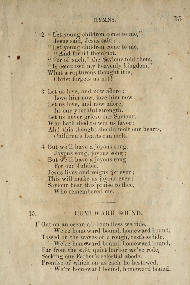 A Collection of Sabbath School Hymns: compiled by a Sabbath School Teacher page 15