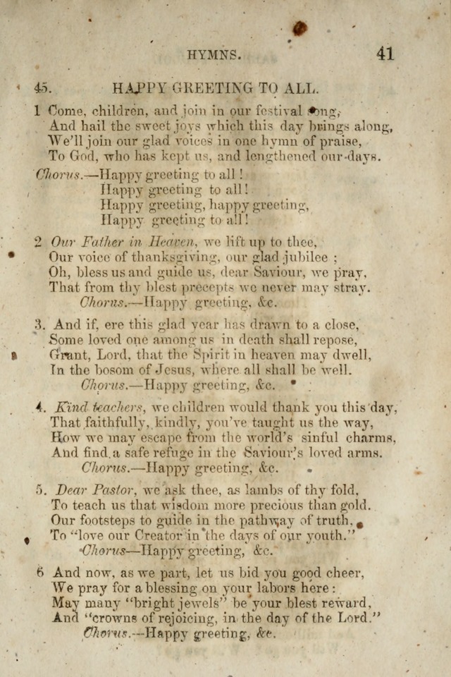 A Collection of Sabbath School Hymns: compiled by a Sabbath School Teacher page 41