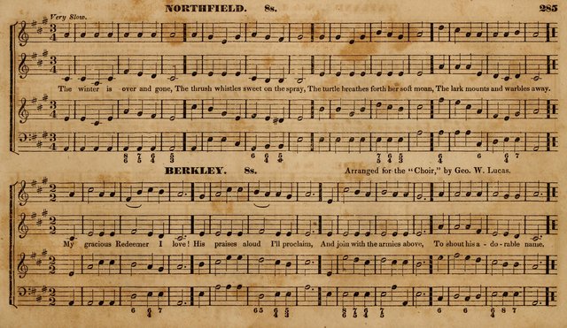 The Choir: or, Union collection of church music. Consisting of a great variety of psalm and hymn tunes, anthems, &c. original and selected. Including many beautiful subjects from the works.. (2nd ed.) page 285