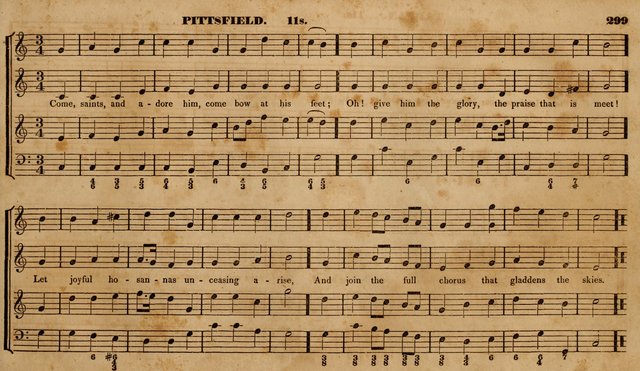 The Choir: or, Union collection of church music. Consisting of a great variety of psalm and hymn tunes, anthems, &c. original and selected. Including many beautiful subjects from the works.. (2nd ed.) page 299