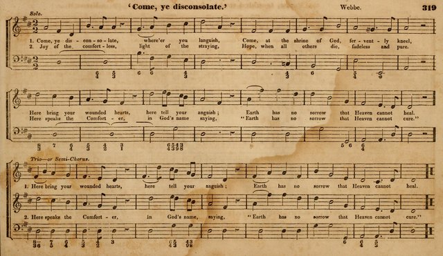 The Choir: or, Union collection of church music. Consisting of a great variety of psalm and hymn tunes, anthems, &c. original and selected. Including many beautiful subjects from the works.. (2nd ed.) page 319