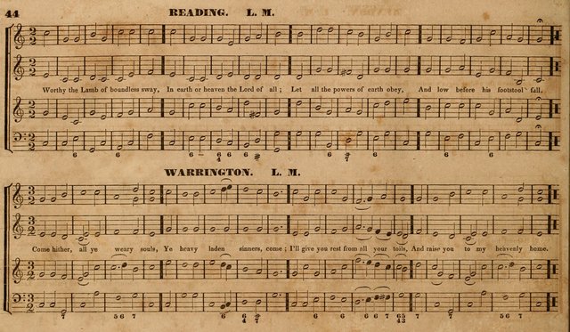 The Choir: or, Union collection of church music. Consisting of a great variety of psalm and hymn tunes, anthems, &c. original and selected. Including many beautiful subjects from the works.. (2nd ed.) page 44