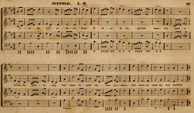 The Choir: or, Union collection of church music. Consisting of a great variety of psalm and hymn tunes, anthems, &c. original and selected. Including many beautiful subjects from the works.. (2nd ed.) page 67