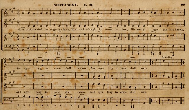 The Choir: or, Union collection of church music. Consisting of a great variety of psalm and hymn tunes, anthems, &c. original and selected. Including many beautiful subjects from the works.. (2nd ed.) page 77