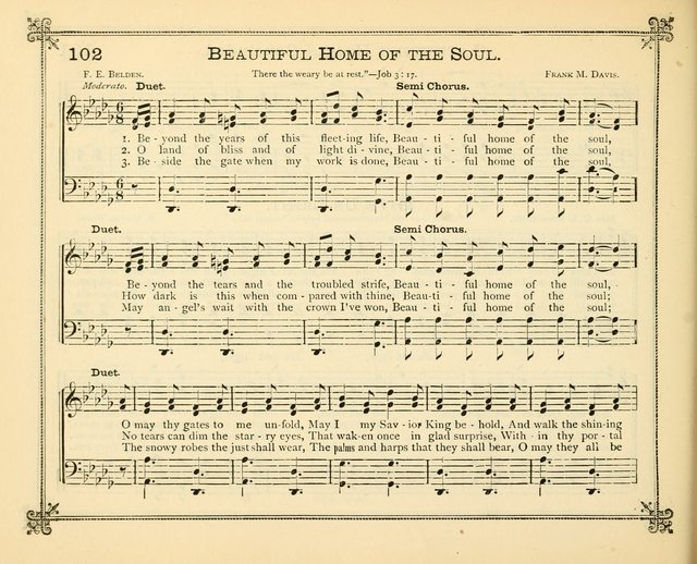 Carols of Joy: choice collection of songs and hymns for the Sunday School, Bible class, and the Home Circle to which has been added an easy method of Rudimental Instruction in Music, for Weekday Study page 102