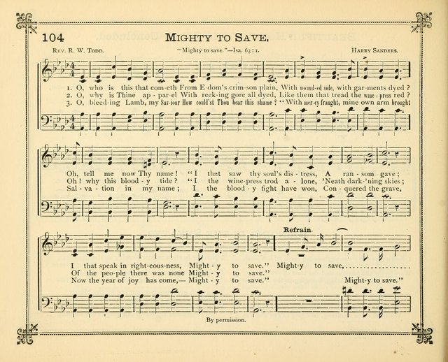 Carols of Joy: choice collection of songs and hymns for the Sunday School, Bible class, and the Home Circle to which has been added an easy method of Rudimental Instruction in Music, for Weekday Study page 104