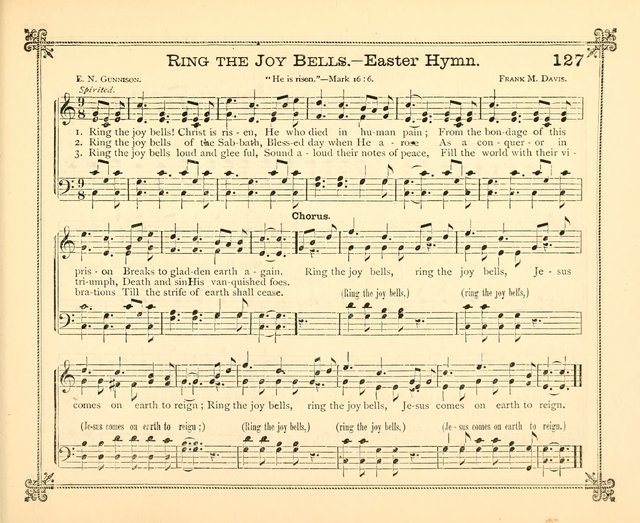 Carols of Joy: choice collection of songs and hymns for the Sunday School, Bible class, and the Home Circle to which has been added an easy method of Rudimental Instruction in Music, for Weekday Study page 127