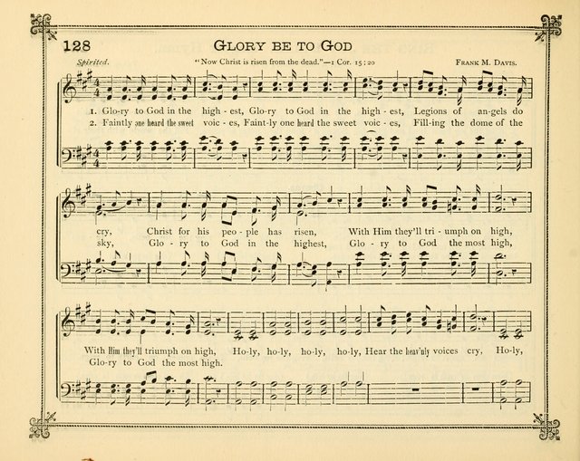 Carols of Joy: choice collection of songs and hymns for the Sunday School, Bible class, and the Home Circle to which has been added an easy method of Rudimental Instruction in Music, for Weekday Study page 128