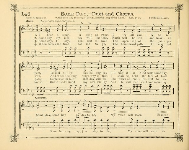 Carols of Joy: choice collection of songs and hymns for the Sunday School, Bible class, and the Home Circle to which has been added an easy method of Rudimental Instruction in Music, for Weekday Study page 146